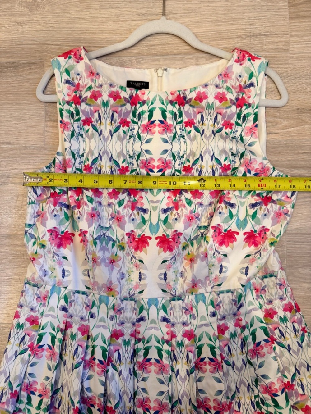 Talbots Fit and Flare Floral Dress Boatneck 14 Petite - Picture 4 of 8